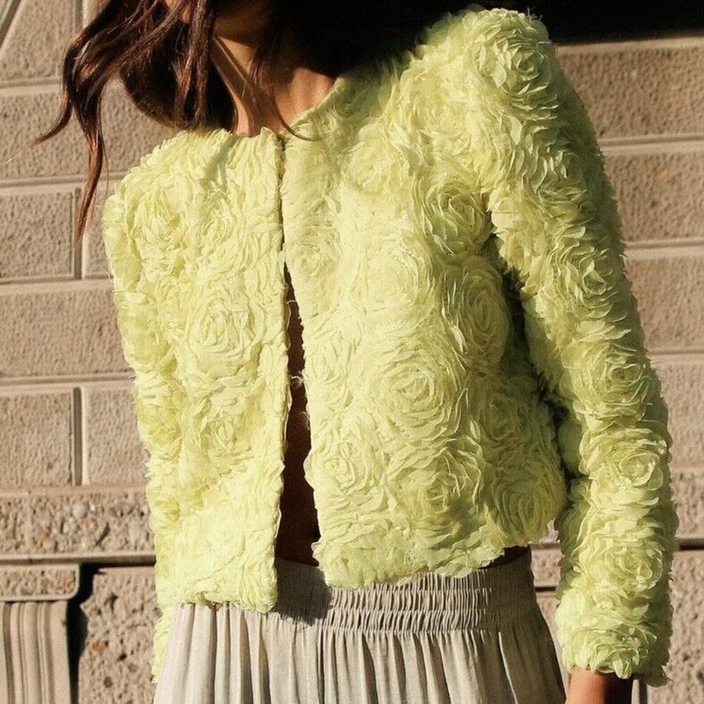NEW Zara Textured Floral Cardigan Jacket